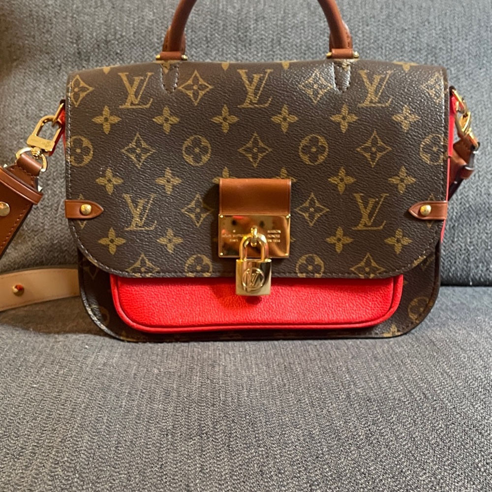 Louis Vuitton Monogram Crossbody Bag in Brown and Red